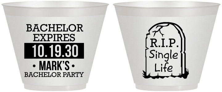 Custom Bachelor Party 9 oz Wine Frosted Cups - Rip Single Life | 40028