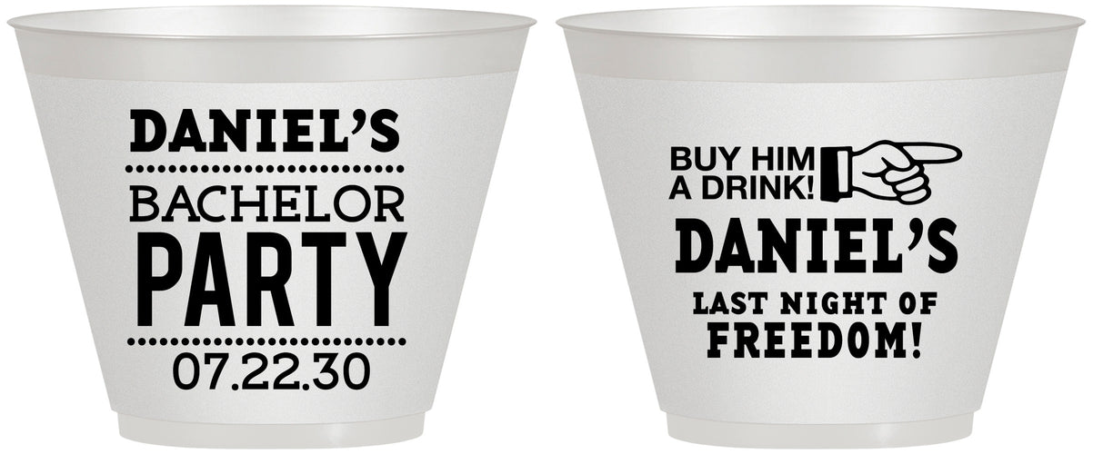 Custom Bachelor Party 9 oz Wine Frosted Cups - Last Night Of Freedom | 40029