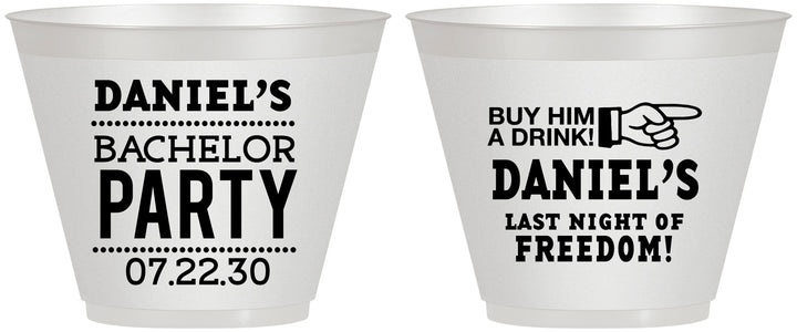 Custom Bachelor Party 9 oz Wine Frosted Cups - Last Night Of Freedom | 40029
