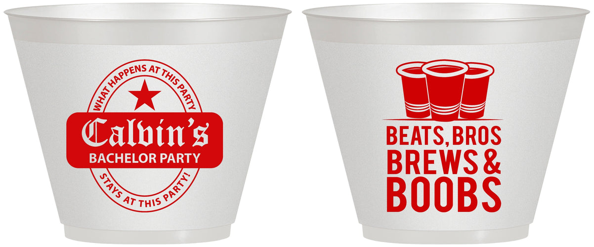 Custom Bachelor Party 9 oz Wine Frosted Cups - Brews And Boobs | 40031