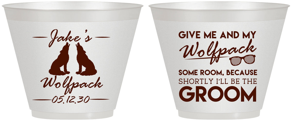 Custom Bachelor Party 9 oz Wine Frosted Cups - Wolfpack | 40036