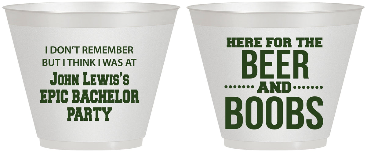 Custom Bachelor Party 9 oz Wine Frosted Cups - Beer And Boobs | 40039