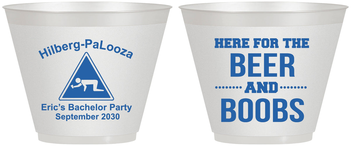 Custom Bachelor Party 9 oz Wine Frosted Cups - Beer And Boobs | 40040