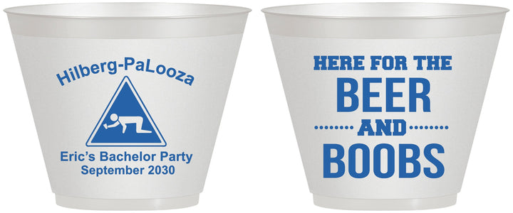 Custom Bachelor Party 9 oz Wine Frosted Cups - Beer And Boobs | 40040
