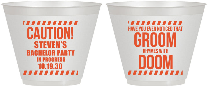 Custom Bachelor Party 9 oz Wine Frosted Cups - Groom Rhymes Doom | 40042