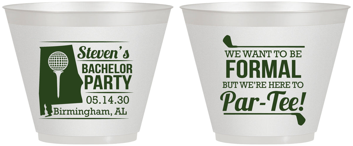 Custom Bachelor Party 9 oz Wine Frosted Cups - Golf Par Tee | 40043