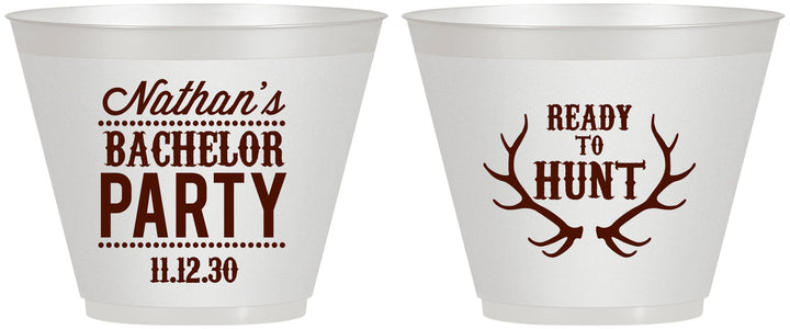 Custom Bachelor Party 9 oz Wine Frosted Cups - Ready To Hunt | 40044