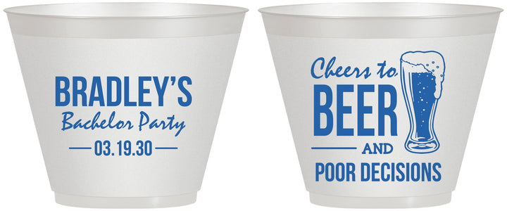 Custom Bachelor Party 9 oz Wine Frosted Cups - Beer Pour Decisions | 40045
