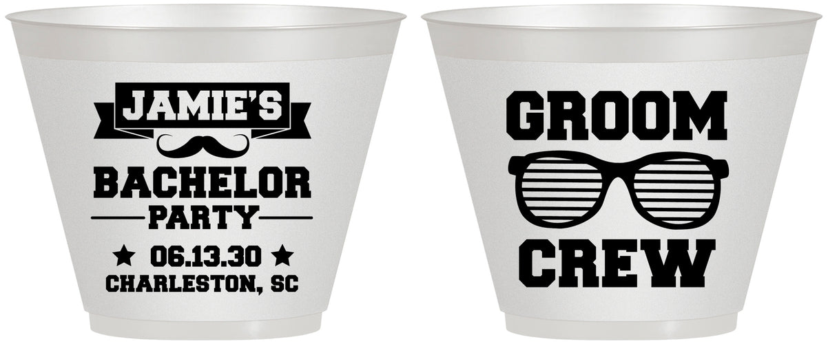 Custom Bachelor Party 9 oz Wine Frosted Cups - Groom Crew | 40047