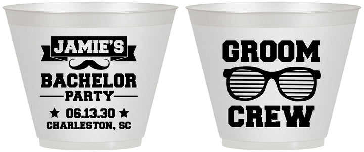 Custom Bachelor Party 9 oz Wine Frosted Cups - Groom Crew | 40047