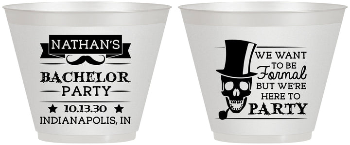 Custom Bachelor Party 9 oz Wine Frosted Cups - Formal Skeleton | 40048