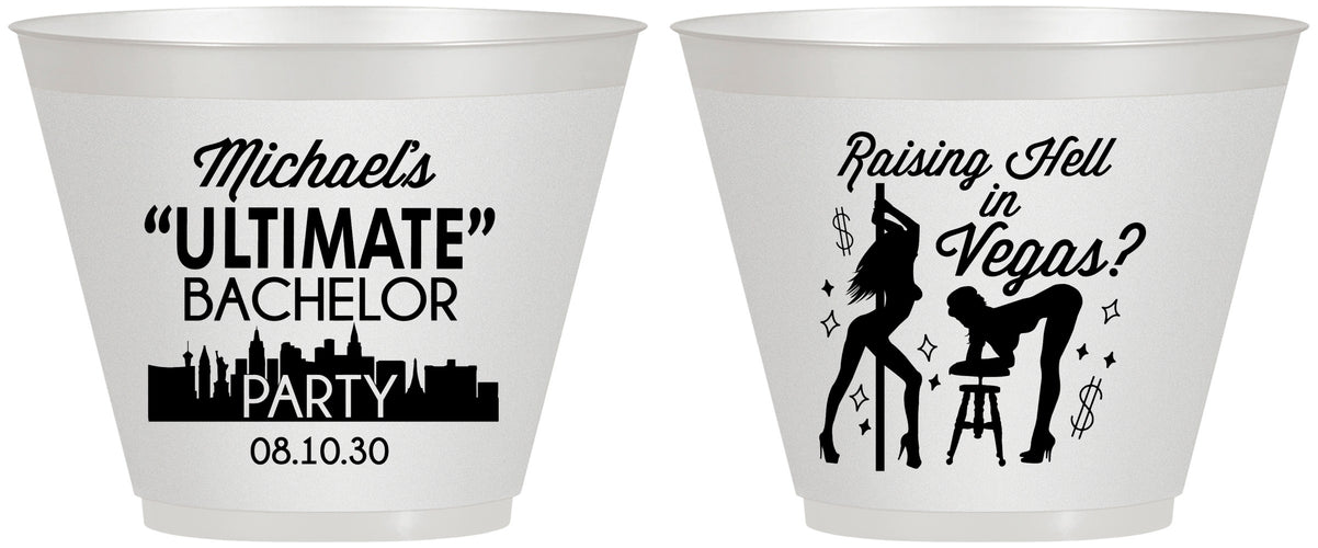 Custom Bachelor Party 9 oz Wine Frosted Cups - Last Vegas | 40062