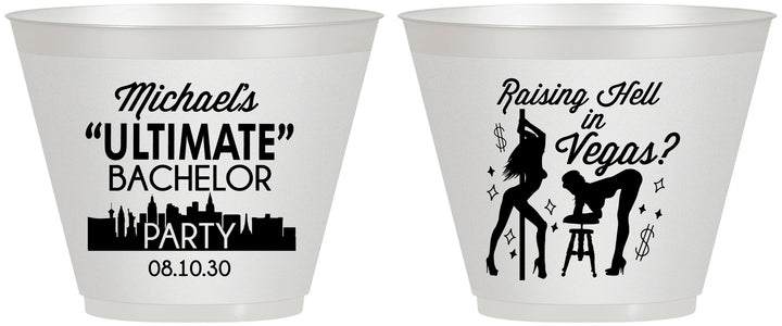 Custom Bachelor Party 9 oz Wine Frosted Cups - Last Vegas | 40062