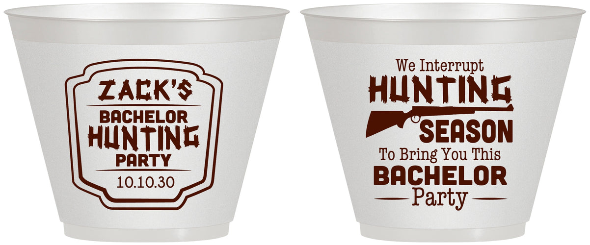Custom Bachelor Party 9 oz Wine Frosted Cups - Hunting Season | 40063