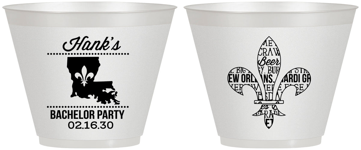 Custom Bachelor Party 9 oz Wine Frosted Cups - New Orleans | 40074