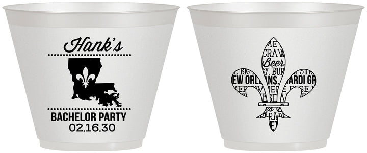 Custom Bachelor Party 9 oz Wine Frosted Cups - New Orleans | 40074