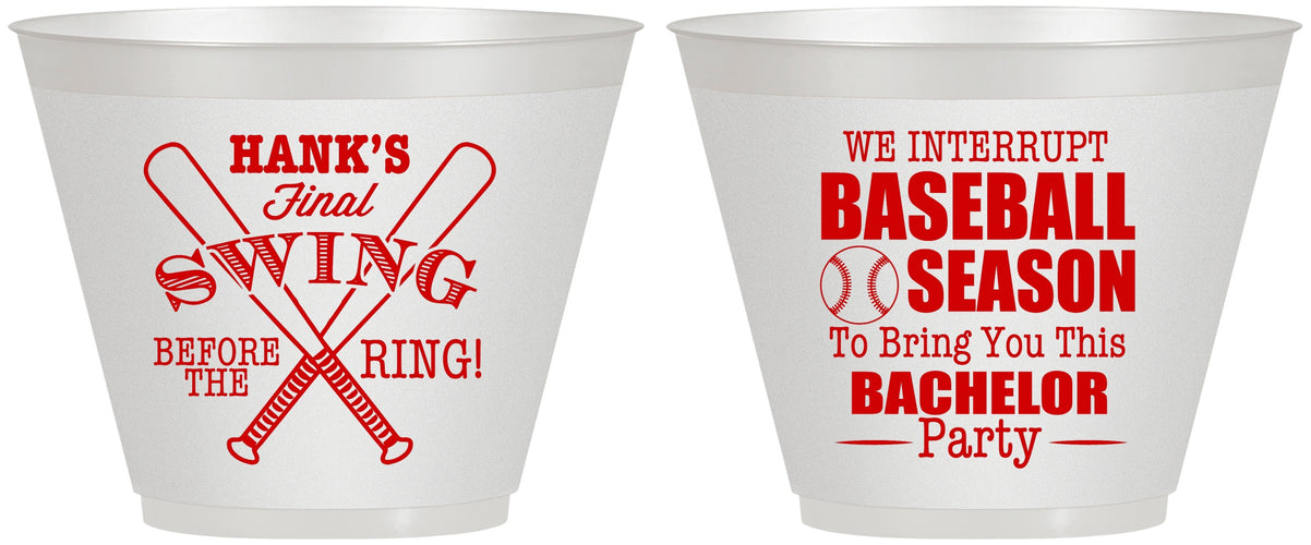 Custom Bachelor Party 9 oz Wine Frosted Cups - Baseball | 40075