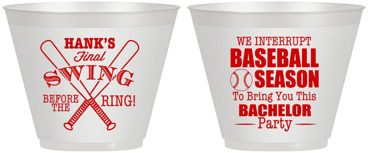 Custom Bachelor Party 9 oz Wine Frosted Cups - Baseball | 40075