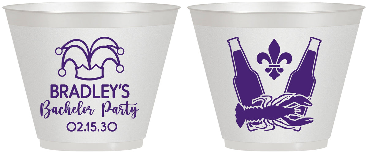 Custom Bachelor Party 9 oz Wine Frosted Cups - New Orleans | 40077