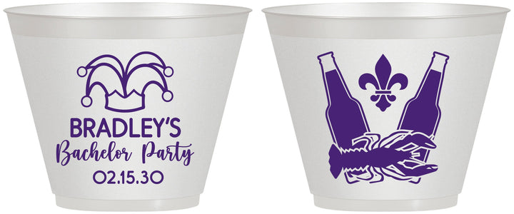 Custom Bachelor Party 9 oz Wine Frosted Cups - New Orleans | 40077