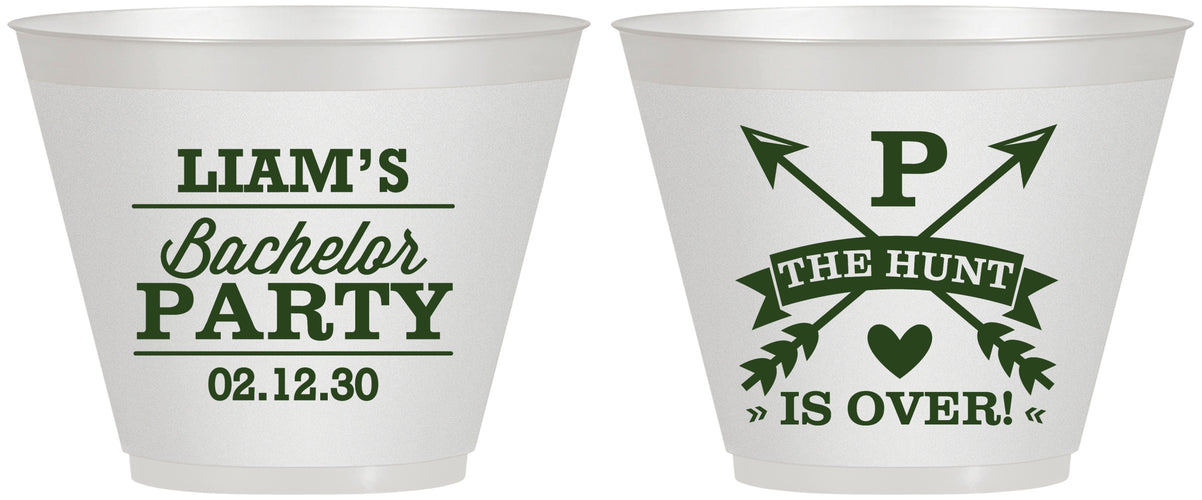 Custom Bachelor Party 9 oz Wine Frosted Cups - Hunt Is Over | 40082