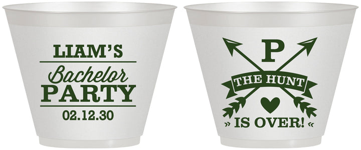 Custom Bachelor Party 9 oz Wine Frosted Cups - Hunt Is Over | 40082