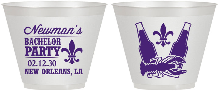 Custom Bachelor Party 9 oz Wine Frosted Cups - Mardi Gras | 40085
