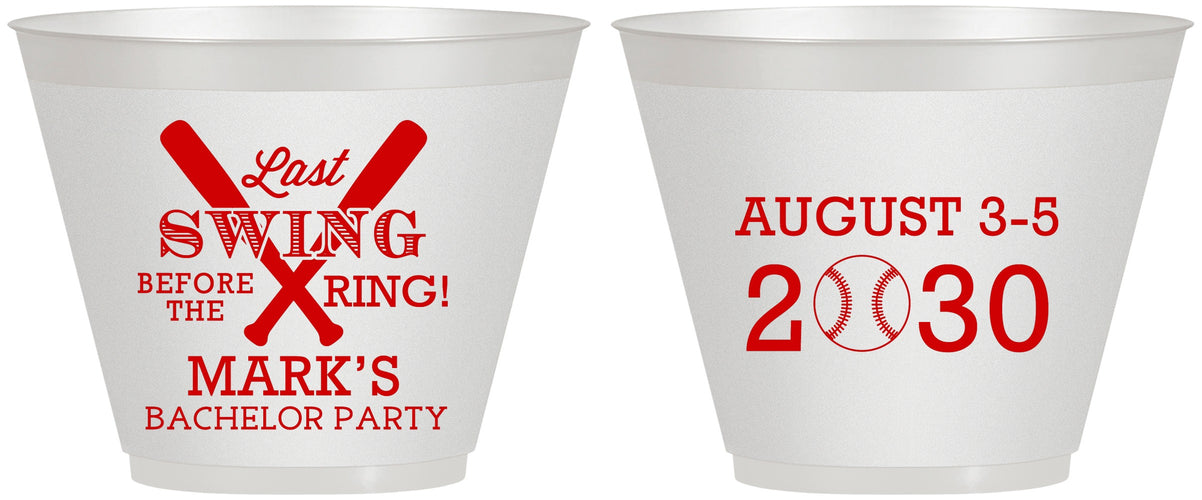 Custom Bachelor Party 9 oz Wine Frosted Cups - Baseball | 40086
