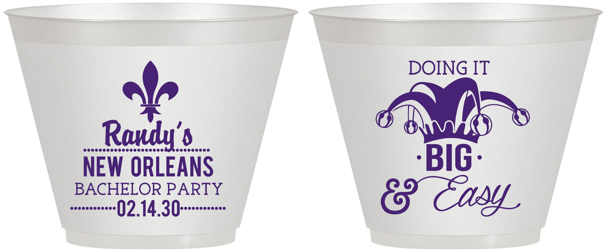 Custom Bachelor Party 9 oz Wine Frosted Cups - Mardi Gras | 40089