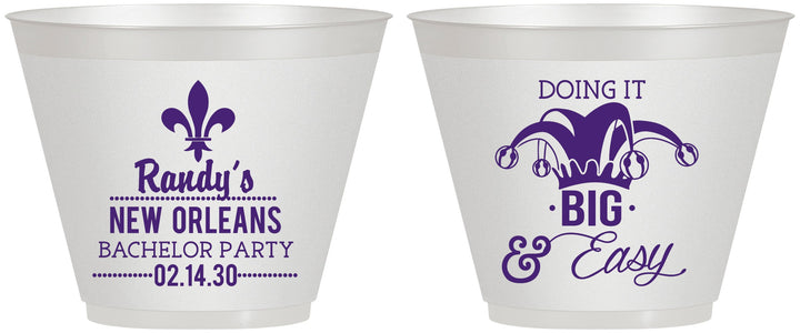 Custom Bachelor Party 9 oz Wine Frosted Cups - Mardi Gras | 40089