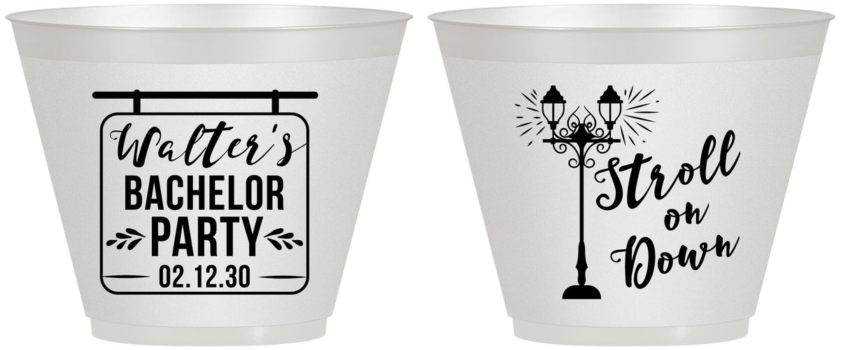 Custom Bachelor Party 9 oz Wine Frosted Cups - Mardi Gras | 40092