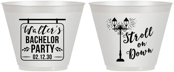 Custom Bachelor Party 9 oz Wine Frosted Cups - Mardi Gras | 40092