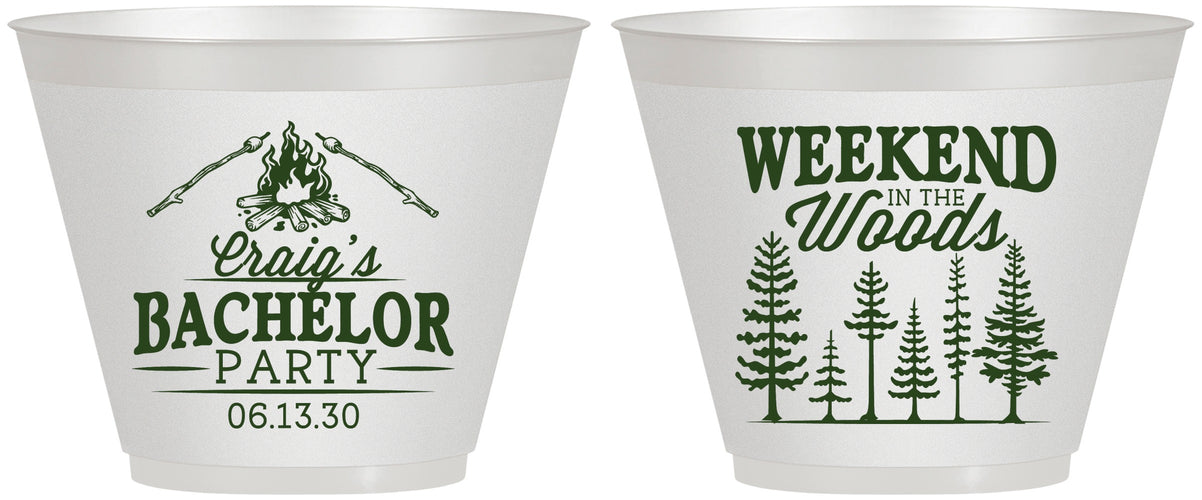 Custom Bachelor Party 9 oz Wine Frosted Cups - Camping | 40093