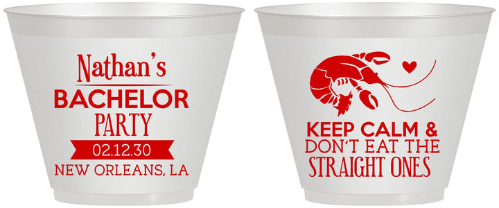 Custom Bachelor Party 9 oz Wine Frosted Cups - Crawfish Boil | 40094