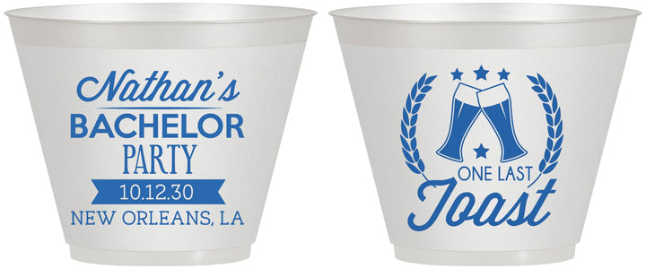 Custom Bachelor Party 9 oz Wine Frosted Cups - One Last Toast | 40095