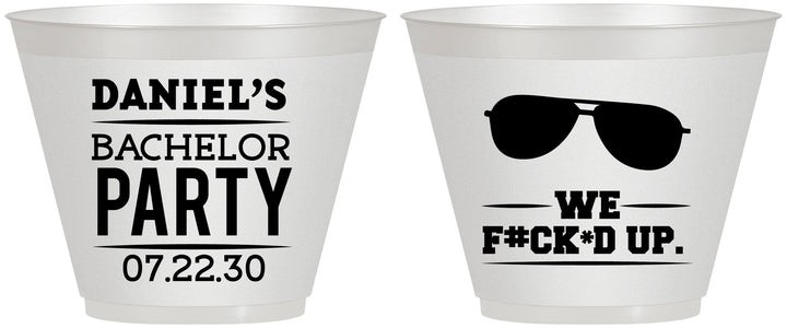 Custom Bachelor Party 9 oz Wine Frosted Cups - We Fucked Up | 40099