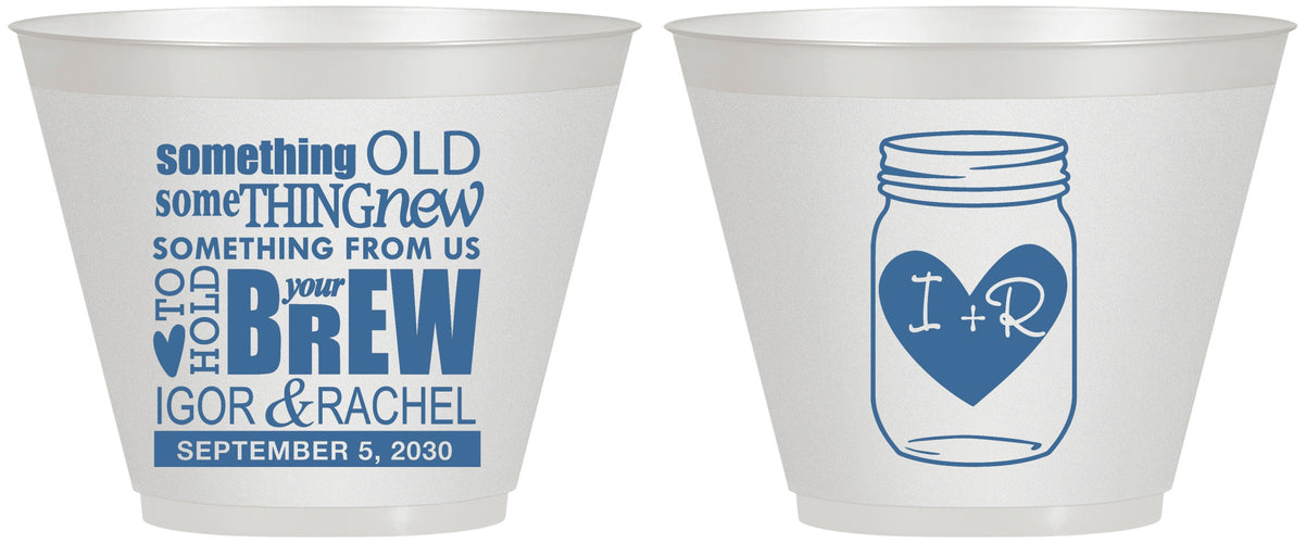Custom Wedding 9 oz Wine Frosted Cups - Something Old Something New | 401