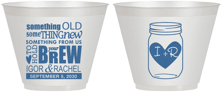 Custom Wedding 9 oz Wine Frosted Cups - Something Old Something New | 401