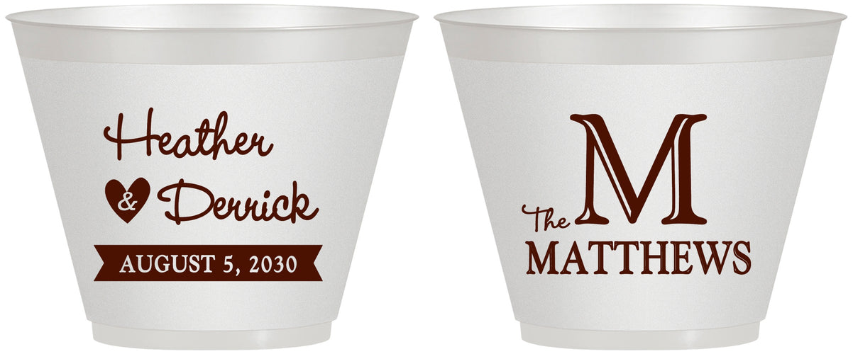 Custom Wedding 9 oz Wine Frosted Cups - Monogram | 402