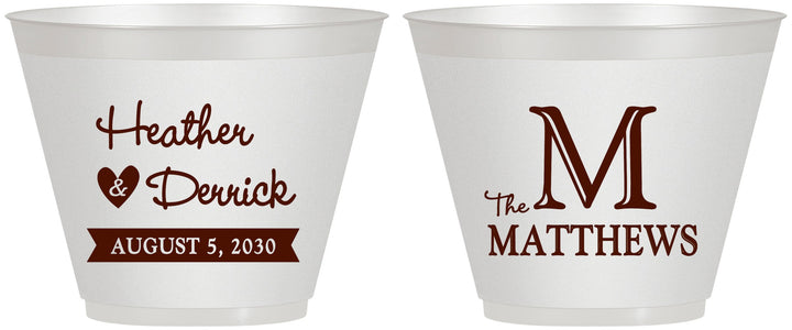 Custom Wedding 9 oz Wine Frosted Cups - Monogram | 402