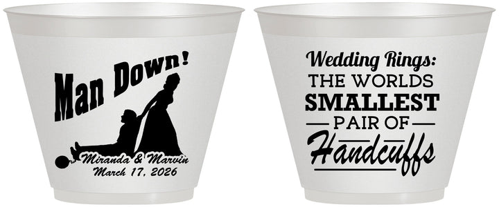 Custom Wedding 9 oz Wine Frosted Cups - Man Down | 407