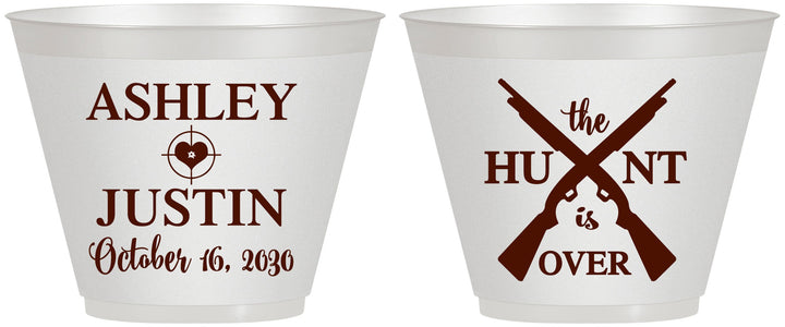 Custom Wedding 9 oz Wine Frosted Cups - The Hunt Is Over | 412