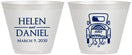 Custom Wedding 9 oz Wine Frosted Cups - Just Married Old Car | 413