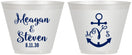 Custom Wedding 9 oz Wine Frosted Cups - Monogram Nautical | 414