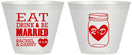 Custom Wedding 9 oz Wine Frosted Cups - Eat Drink Be Married | 417