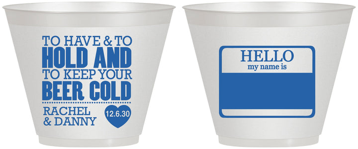 Custom Wedding 9 oz Wine Frosted Cups - Hello My Name Is | 418
