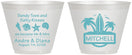 Custom Wedding 9 oz Wine Frosted Cups - Sandy Toes Salty Kisses | 419