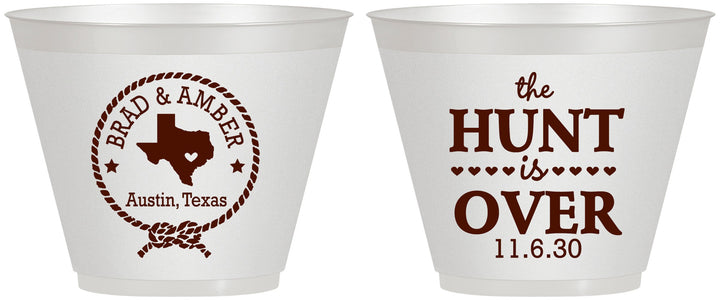 Custom Wedding 9 oz Wine Frosted Cups - The Hunt Is Over | 426
