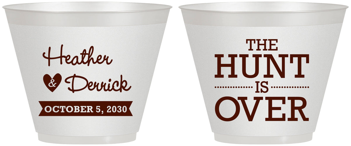 Custom Wedding 9 oz Wine Frosted Cups - The Hunt Is Over | 427