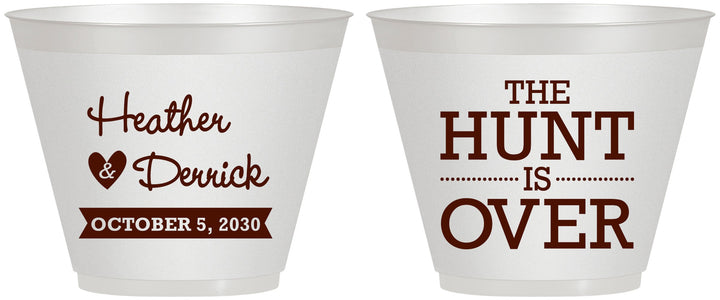 Custom Wedding 9 oz Wine Frosted Cups - The Hunt Is Over | 427